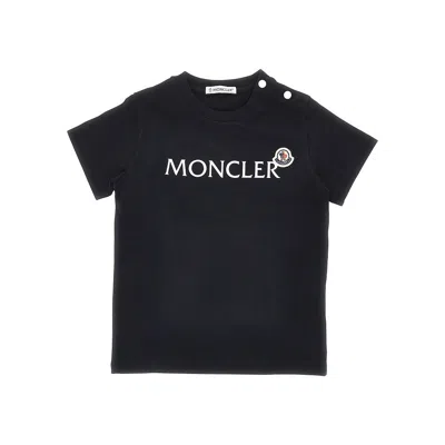 Moncler Stretch Cotton T-shirt With Logo Kids In Black