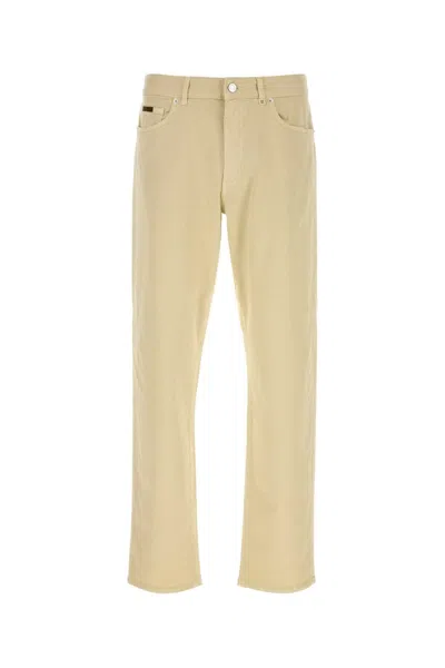Moncler Cream Stretch Cotton Pant In Neutral