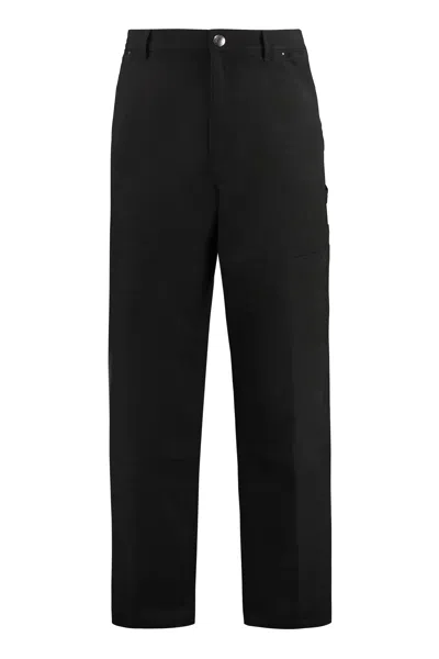 Moncler Stretch Cotton Trousers In Black