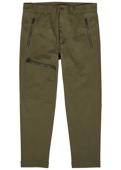 Moncler Stretch-cotton Trousers In Khaki