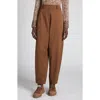 Moncler Stretch Cotton Twill Barrel Leg Ankle Trousers In Brown