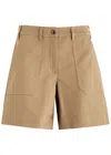 Moncler Bermuda En Gabardine De Coton In Khaki