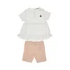 Moncler Ruffled T-shirt + Bermuda Shorts Set In White