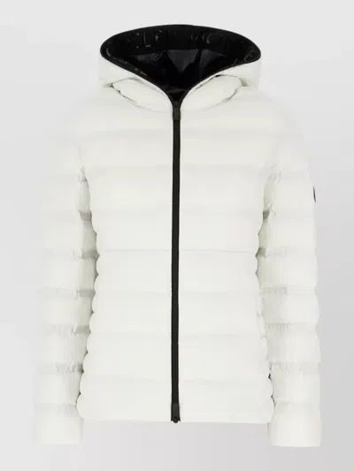 Moncler Stretch Nylon Hooded Alete Down Coat In White