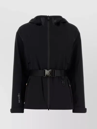 Moncler Stretch Nylon Jacket Adjustable Belt In Black