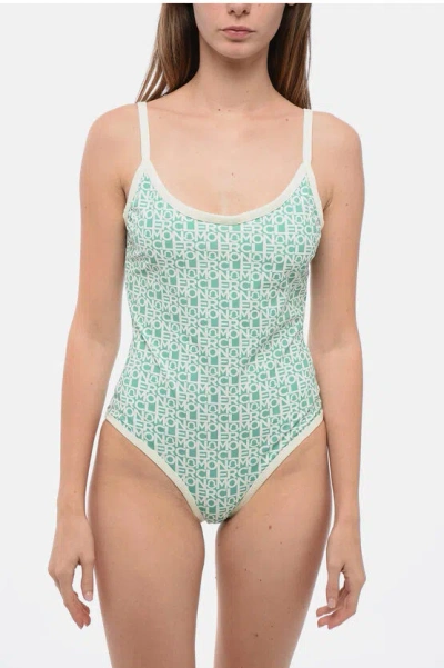 MONCLER STRETCH NYLON ONE-PIECE SWIMSUIT WITH ALL-OVER LOGO