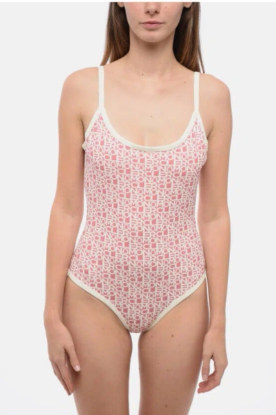 Moncler Women's One Piece Swimsuit With Logo In Pink