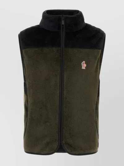 Moncler Stretch Polyester Sleeveless Fleece Vest In Green