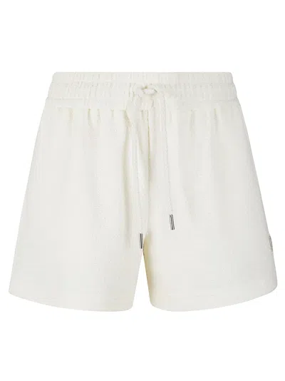 Moncler Stretch Shorts With Textured Finish In Neutral