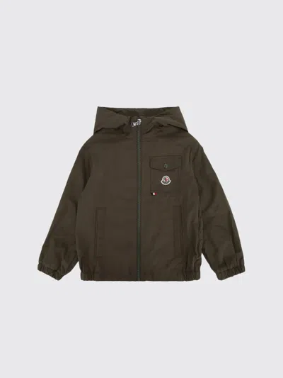Moncler Kids'  Stretch Technical Fabric Hooded Jacket For Boys With Zip In Black