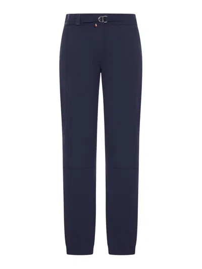 Moncler Stretch Trousers In Structured Technical Fabric In Blue