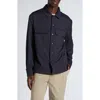 Moncler Stretch Virgin Wool Blend Overshirt In Deep Indigo