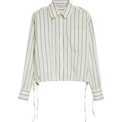 Moncler Stripe Cotton & Silk Snap-up Shirt In White