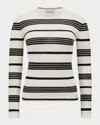 Moncler Classic Striped Maglie Sweater With Round Neckline In White