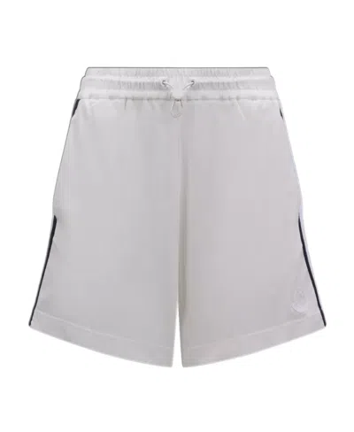 Moncler Stripe-detail Cotton Short Shorts In White