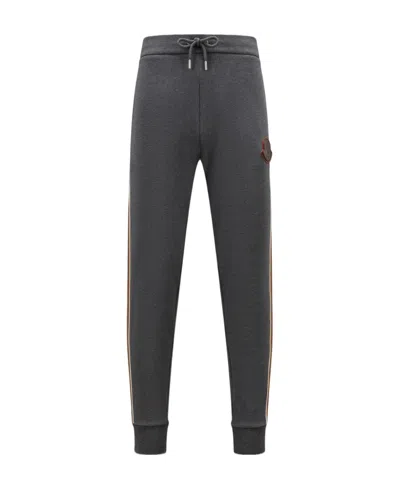 Moncler Stripe-detail Fleece Track Pants In Gray