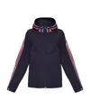 Moncler Stripe-detail Hooded Jacket In Blue