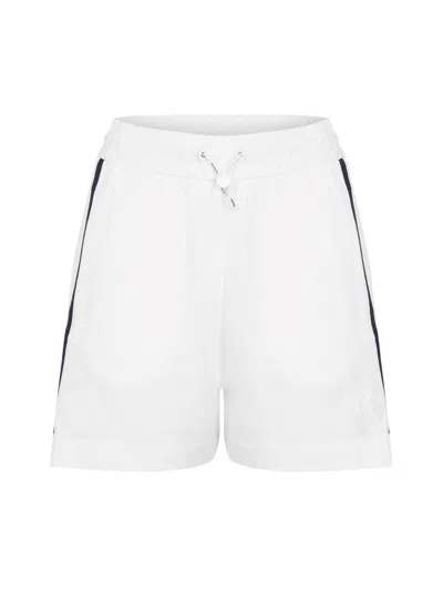 Moncler Stripe Detail Logo Mini Shorts For Women In White