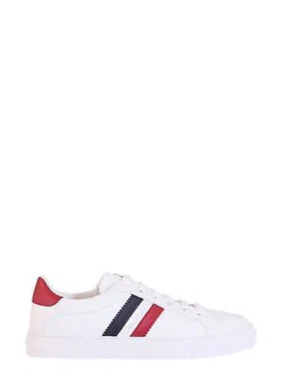 Pre-owned Moncler Stripe-detail Low-top Sneakers In Bianco