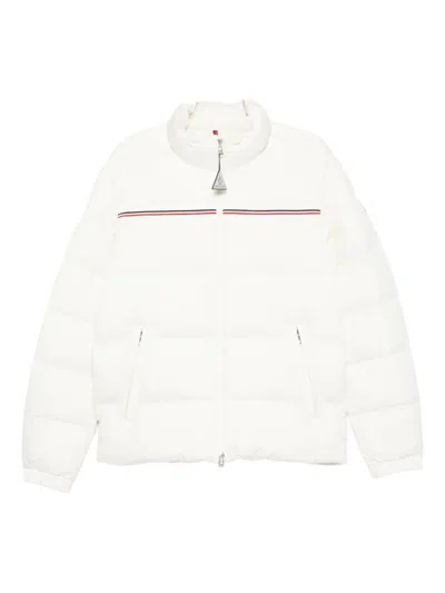 Moncler Stripe-detail Quilted Jacket In White
