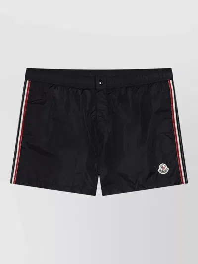 Moncler Stripe Detail Shorts Featuring Back Pocket In Black