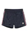 Moncler Tricolour-trimmed Swim Shorts In Blue