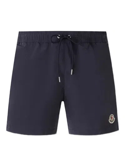 Moncler Stripe-detail Swim Shorts In Black