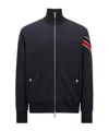 Moncler Stripe-detail Zipped Cardigan In Blue