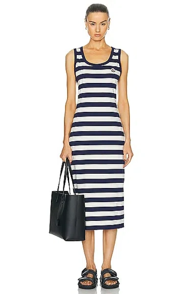 Moncler Stripe Dress In Navy & White