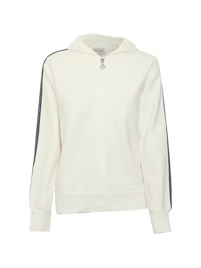 Pre-owned Moncler Stripe Logo Hoodie In Neutrals