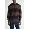 Moncler Men's Cotton Striped Knit Hoodie In Blue/brown