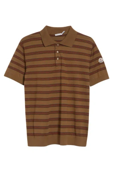 Moncler Stripe Logo Patch Polo In Multi