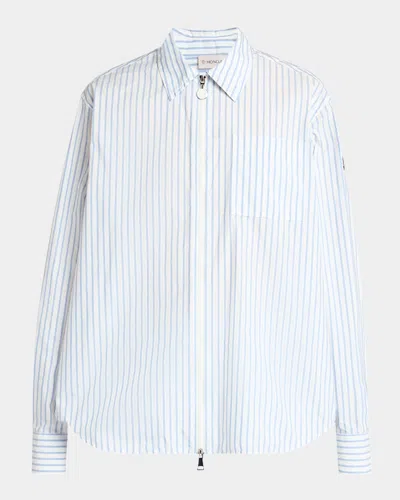 Moncler Stripe Long-sleeve Zip Shirt In White