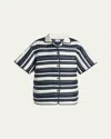 Moncler Striped Shirt Shirt, Blouse Multicolor In Navy