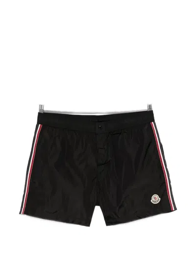 Moncler Stripe Swim Shorts In Black