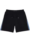 Moncler Stripe-trimmed Stretch-cotton Shorts In Navy