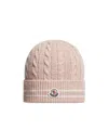 Moncler Stripe-trimmed Wool Beanie In Neutral