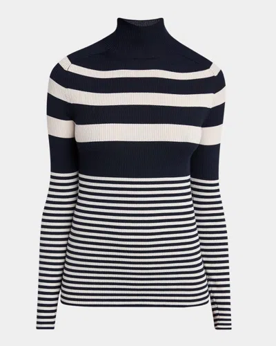 MONCLER STRIPE WOOL TURTLENECK SWEATER