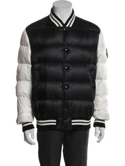 Pre-owned Moncler Striped Bomber Jacket In Black