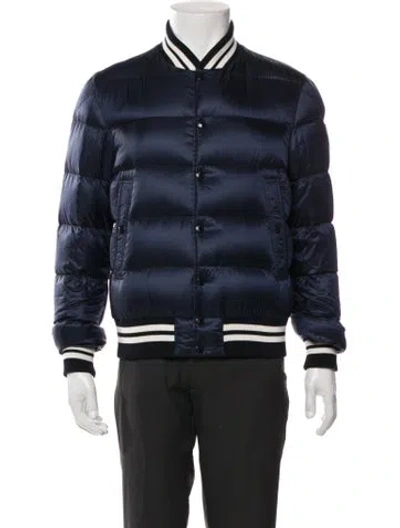 Pre-owned Moncler Striped Bomber Jacket In Blue