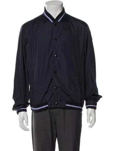 Pre-owned Moncler Striped Bomber Jacket In Blue