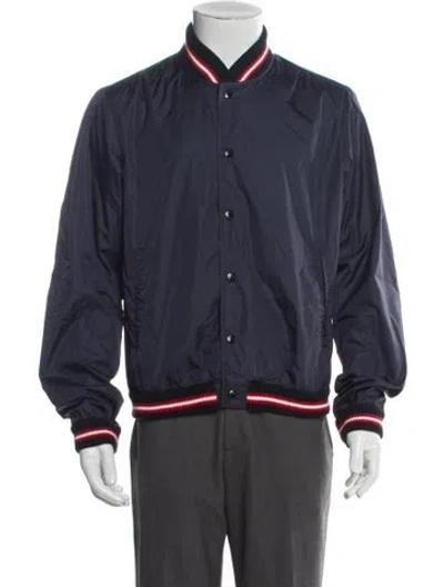 Pre-owned Moncler Striped Bomber Jacket In Blue