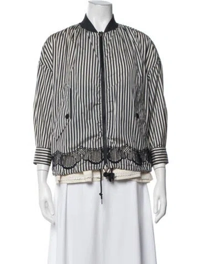 Pre-owned Moncler Striped Bomber Jacket In Blue