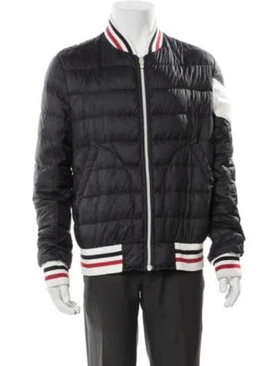 Pre-owned Moncler Striped Bomber Jacket In Gray