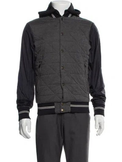 Pre-owned Moncler Striped Bomber Jacket In Gray