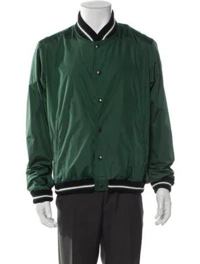 Pre-owned Moncler Striped Bomber Jacket In Green