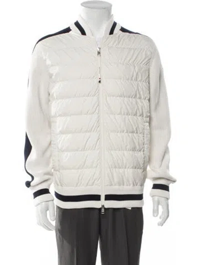 Pre-owned Moncler Striped Bomber Jacket In Neutral