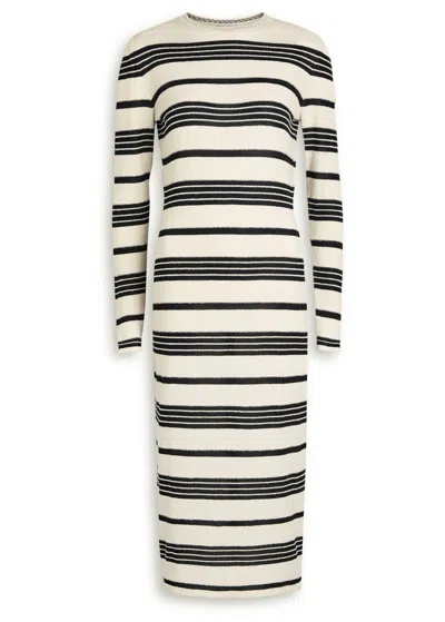 Moncler Striped Bouclé Midi Dress