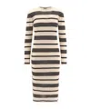Moncler Stripe Long-sleeve Midi Dress In Nude
