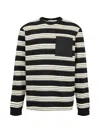 Moncler Mixed Media Stripe Long Sleeve Knit Top In Multi